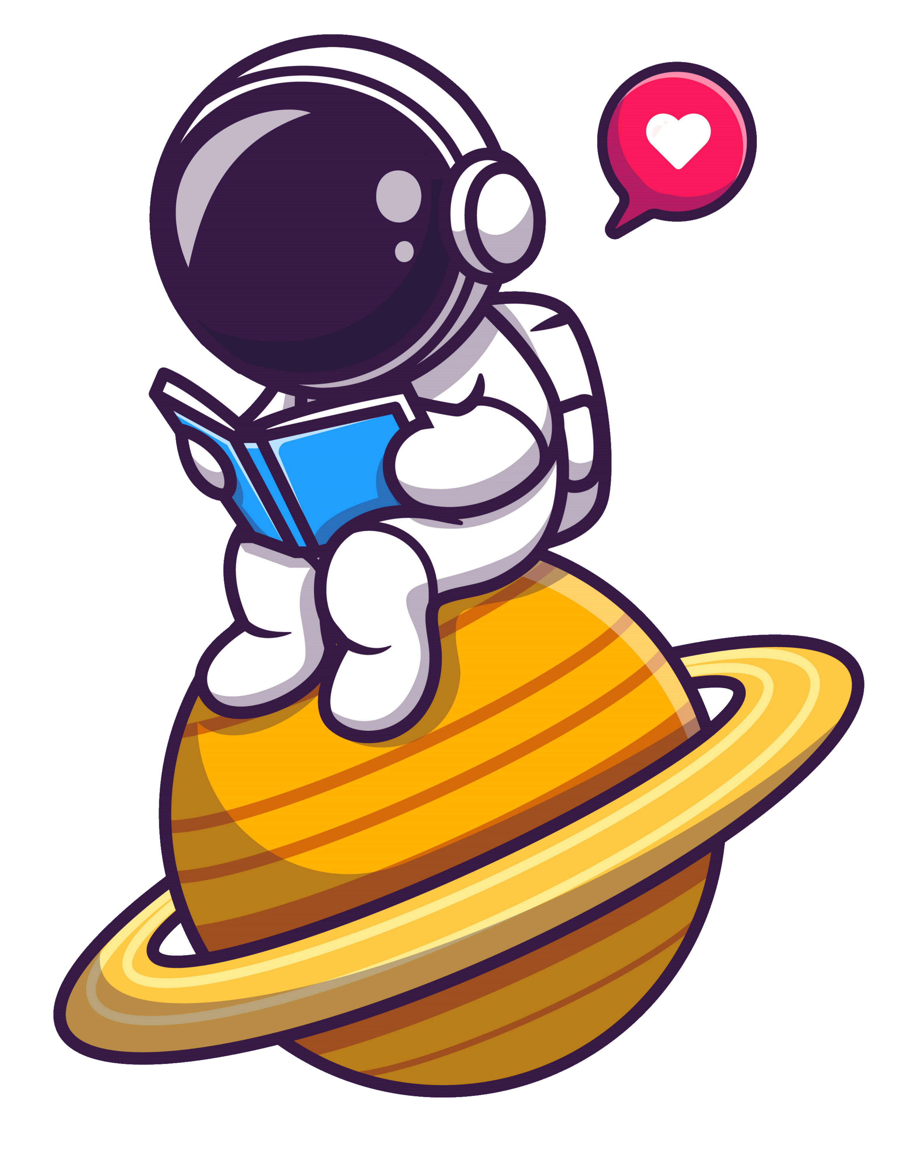 Astronaut reading on a planet